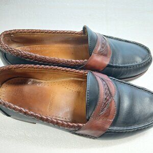 Allen Edmonds Newcastle Black & Brown Leather Braided Loafers Mens 9D Made USA